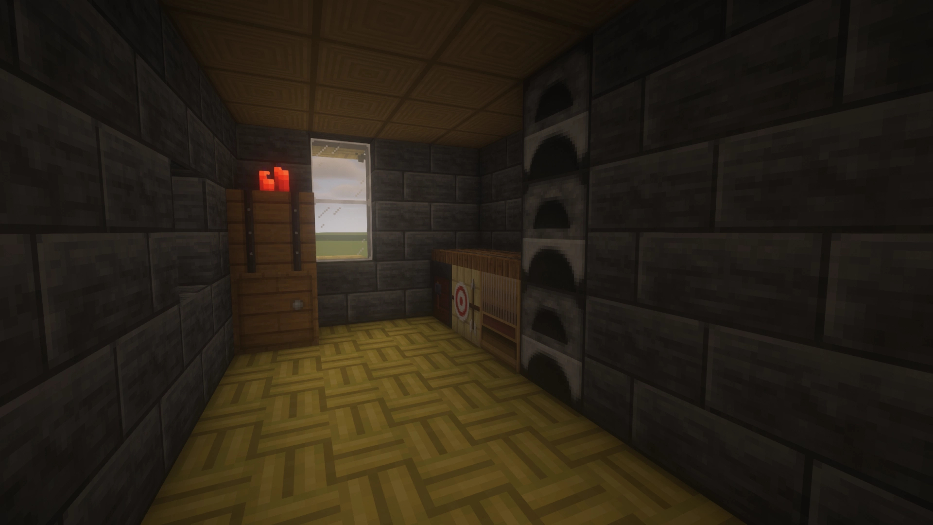 Bamboo and Deepslate Starter Home with interior – additional image
