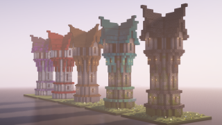 5 different styled wizard towers