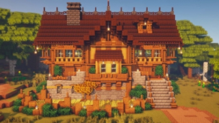 Medieval wooden big spruce mansion/house 