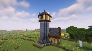 starter house with a tower