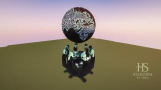 Tech-Themed Cyber Sci-Fi PvP Arena / Lobby with Floating Glowing Globe | Minecraft Map
