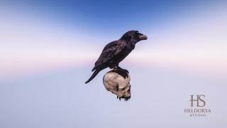 Gothic Crow on Skull Statue | Giant | Ultra-Detailed Gothic Monument for Minecraft