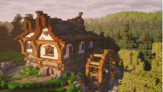 Medieval Fantasy Watermill House – .schem & .litematic