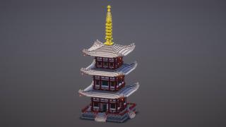Medium Gray Japanese Pagoda