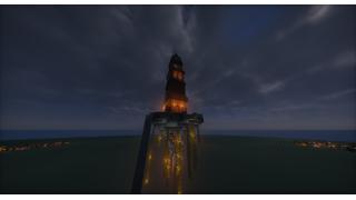 Floating island with clock tower