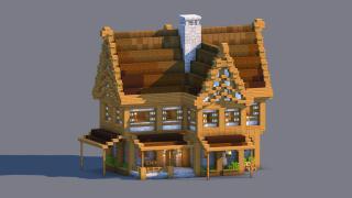 Medieval Survival House | Fully Decorated Interior | Brown Edition | Schematic + World + Litematic | MH003
