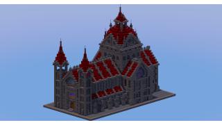Compact Dark Red Gothic Cathedral