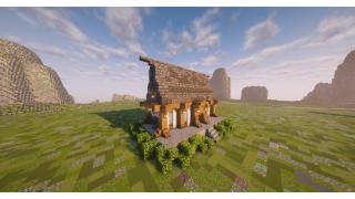 Medieval house on a stone platform