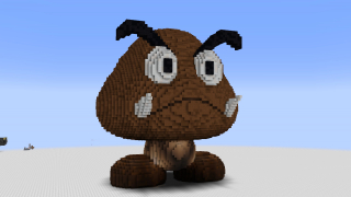 Giant 64 Block Tall Goomba Statue from Super Mario Bros.