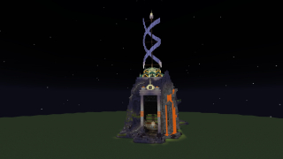 Windmill over a Creeper/Record Farm, toggleable, and an automatic Sugarcane Farm. Flush Switch in Building, Afk at top.