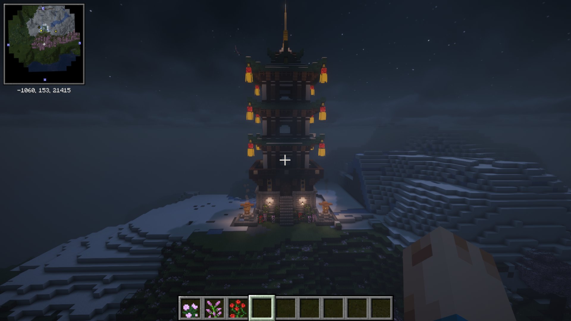 Tall Japanese house fully decorated – key image