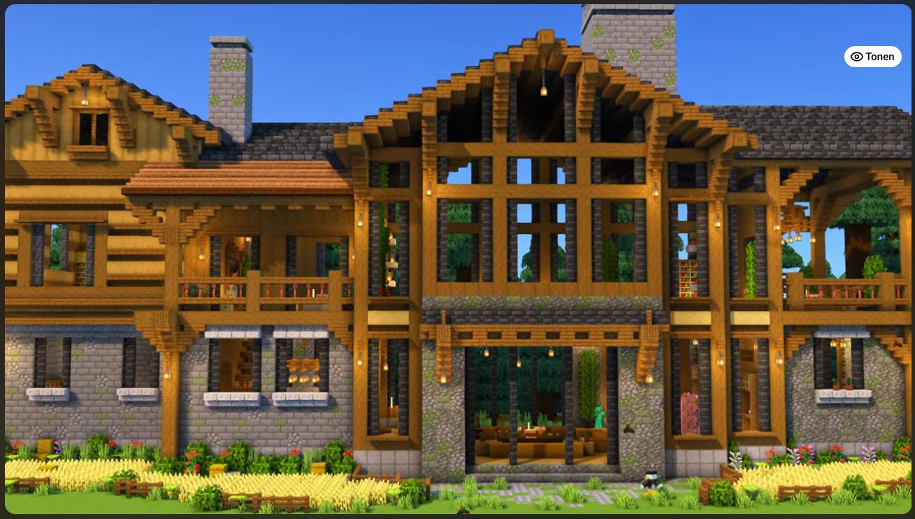 Minecraft wooden mansion – key image