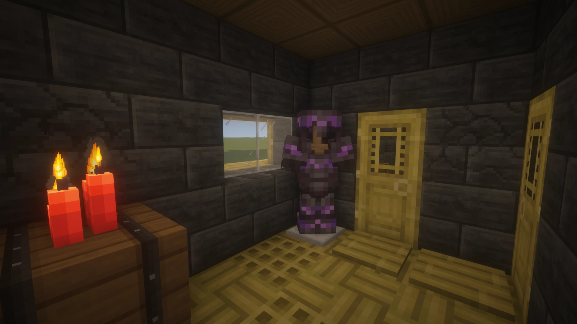 Bamboo and Deepslate Starter Home with interior – additional image