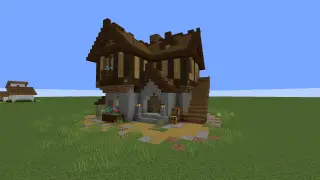 Minecraft Village Like Starter Home with interior Schematic (litematic)