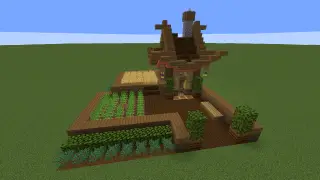 Minecraft Tiny Starter Home With farm and interior Schematic (litematic)