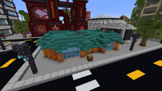 image of Orange and Warped Wood Bank Building by jacklewisnunn Minecraft litematic