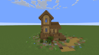 Minecraft Oak house and garden Schematic (litematic)