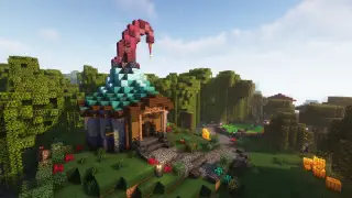 image of Transformed Witch Hut with Custom Terraforming by CapnBjorkIII Minecraft litematic