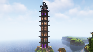 Minecraft Double Portal Japannese Style Tower Schematic (litematic)