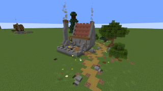 image of Stone and Brick Blacksmiths House by Sekai Minecraft litematic