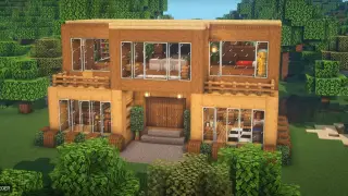Minecraft Modern Wooden Survival House Schematic (litematic)