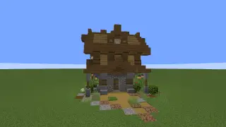 Minecraft Small Oak and Stone house with interior Schematic (litematic)