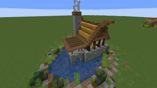 image of Small Fishermans Hut With Afk fish farm read description by TheMythicalSausage Minecraft litematic