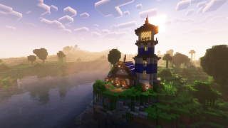 Minecraft Lighthouse and the Keeper's Quarters Schematic (litematic)