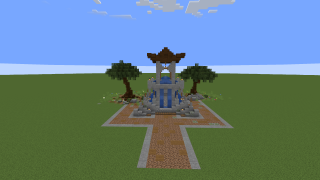 image of Stone Fountain with trees by Sekai Minecraft litematic