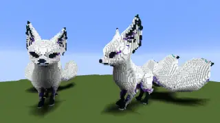 Minecraft 3 Tailed Megitsune, (Female Fox) Schematic (litematic)