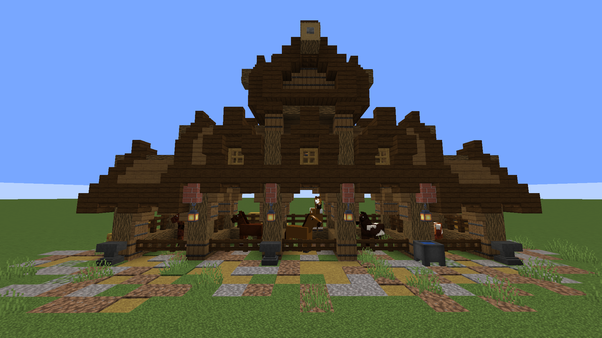 Minecract Spruce and Oak Stables schematic (litematic)