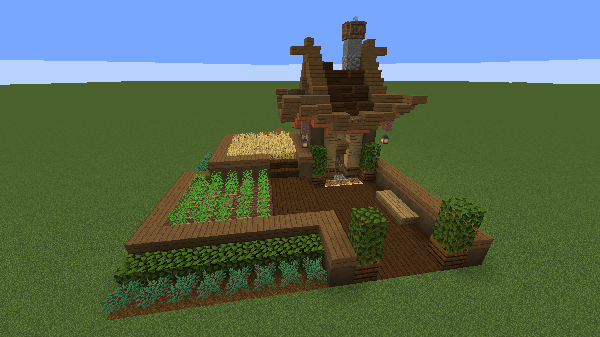 Minecract Tiny Starter Home With farm and interior schematic (litematic)