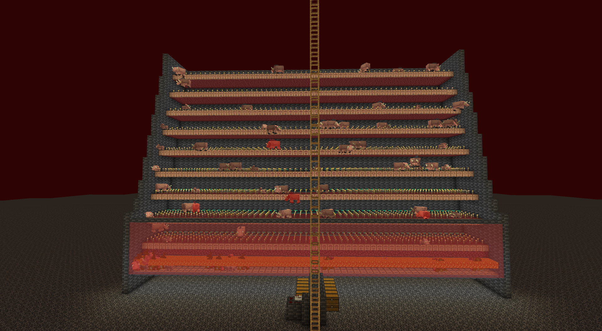 Minecract Hoglin Farm, Place in a Crimson Forest on the Nether roof. schematic (litematic)