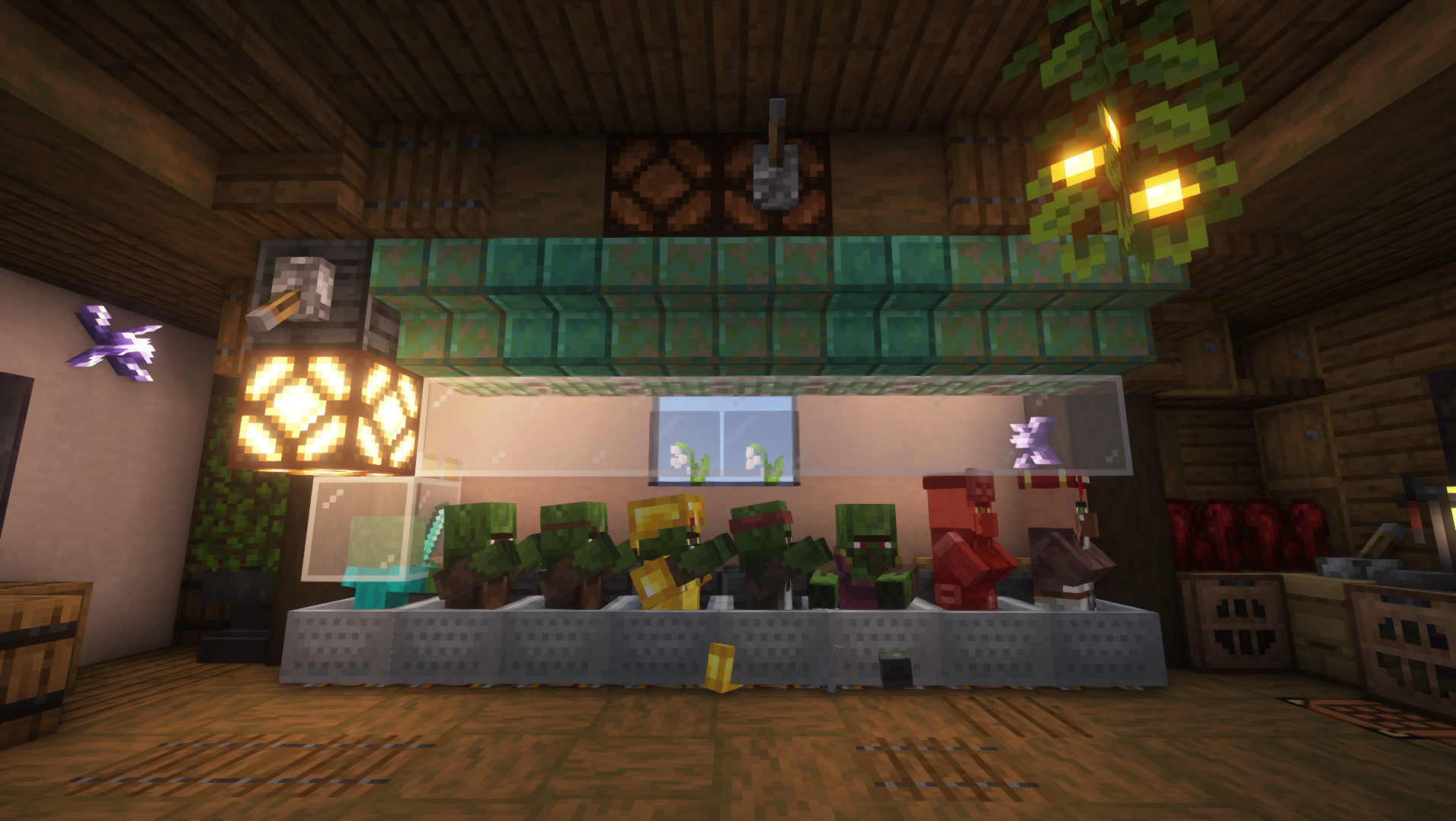 Minecract Multi Villager Curing System in Room with Potions Setup and Storage schematic (litematic)