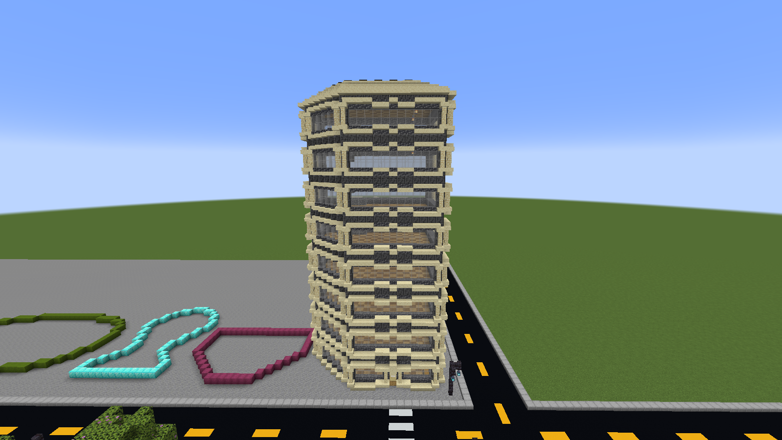 Minecract Deepslate and Sandstone Office Building (NO INTERIOR) schematic (litematic)