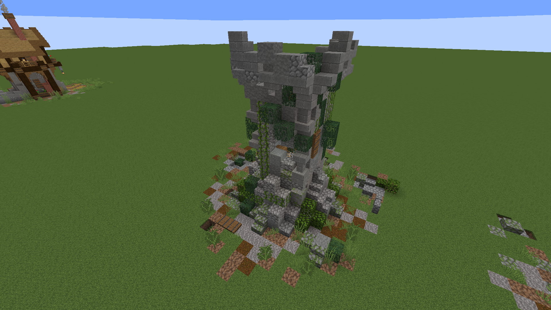 Minecract Overgrown Ruined Tower schematic (litematic)