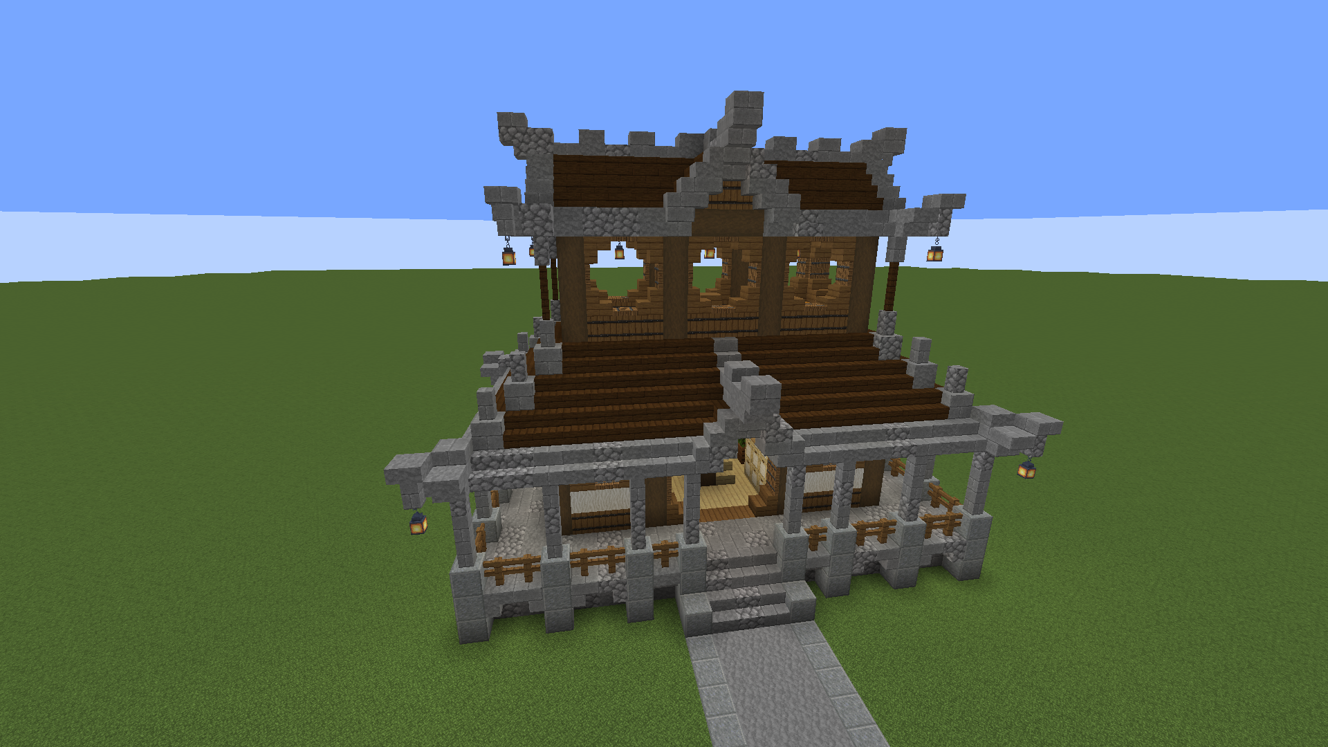 Minecract Asian Style House With Interior schematic (litematic)