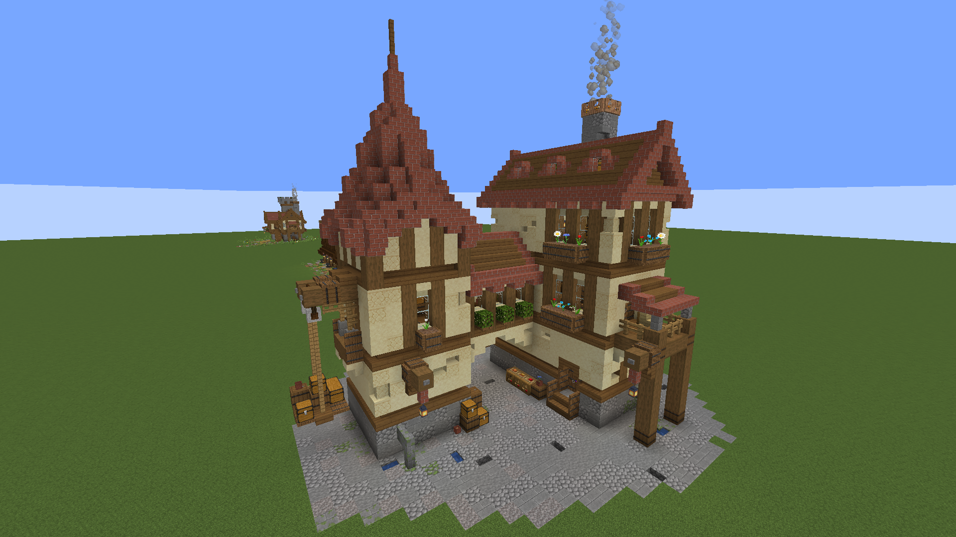 Minecract Sandstone and Brick House with Interior  schematic (litematic)