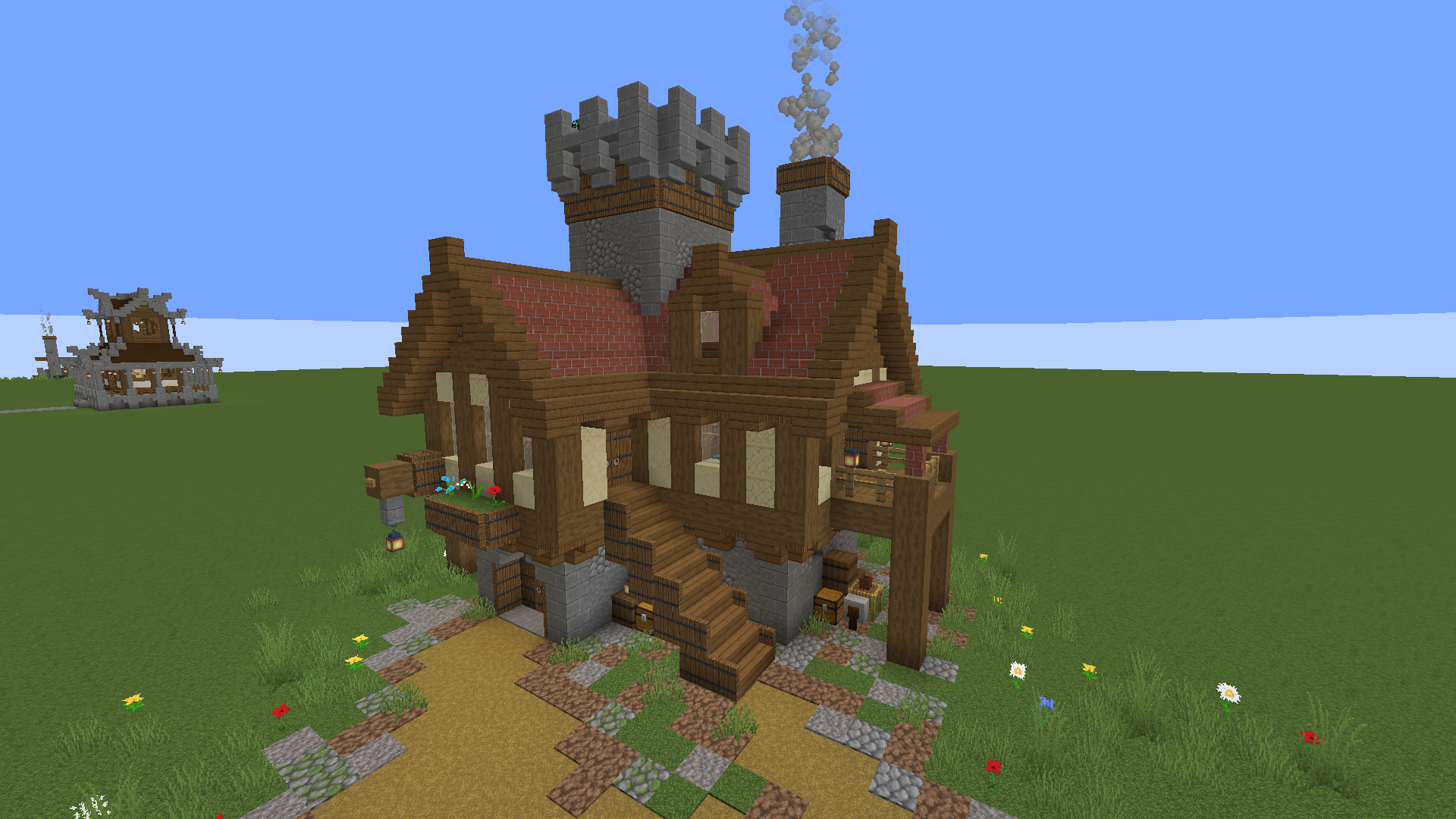 Minecract Medieval Style House with interior schematic (litematic)
